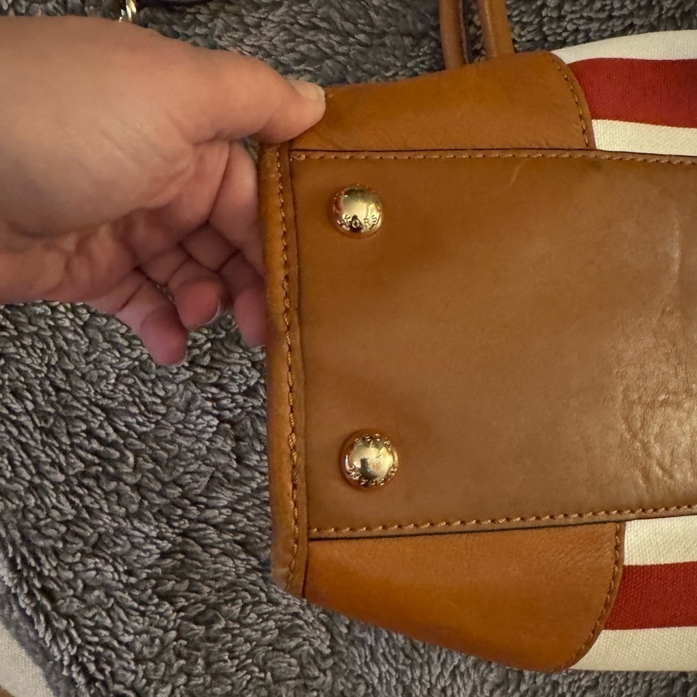 MICHAEL KORS Red and White Striped Hamilton Bag - Picture 16 of 16